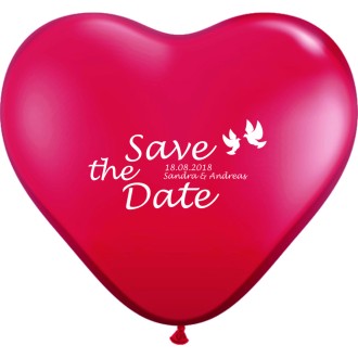 Herzluftballons bedrucken - Save the Date, Namen & Datum