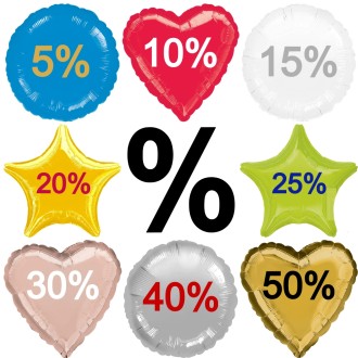 % (Prozentzeichen) + Zahl - Folienballon Freie Farb + Formwahl Ø 40-50 cm % (Prozentzeichen) + Zahl - Folienballon Freie Farb + Formwahl Ø 40-50 cm