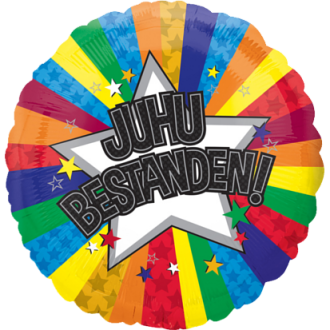 Folienballon Juhu Bestanden - Regenbogen! Ø 45 cm