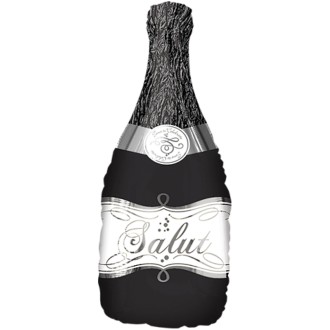 Folienballon Sektflasche Schwarz - Salut 91 cm
