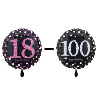 Folienballons Geburtstag - Funkelnd - Freie Farb- & Zahlwahl Ø 45 cm