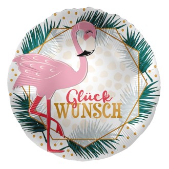 Folienballons Glückwunsch - Flamingo Ø 45 cm