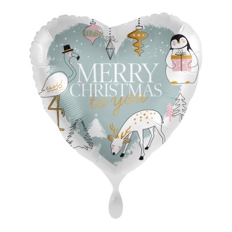 Folienballons Weihnachten - Tierfreunde Ø 45 cm