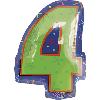 Folienballon Zahl - 4 - Bunt Ø 45 cm