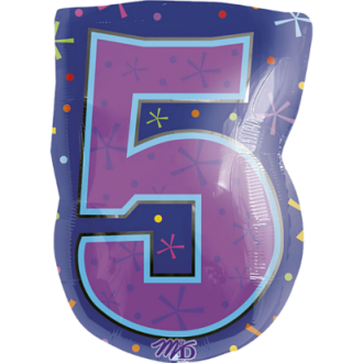 Folienballon Zahl - 5 - Bunt Ø 45 cm