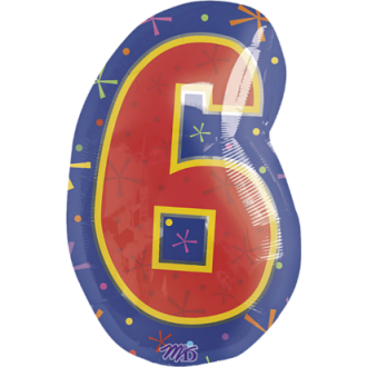 Folienballon Zahl - 6 - Bunt Ø 45 cm