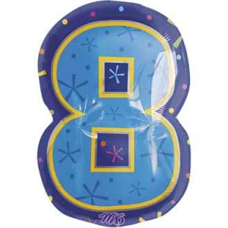 Folienballon Zahl - 8 - Bunt Ø 45 cm