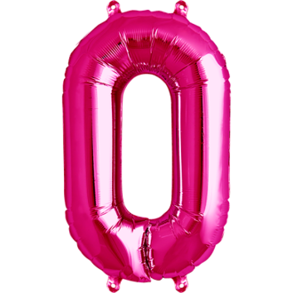 Folienballon Zahl - 0 - Pink 40 cm