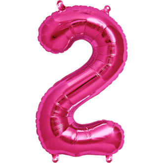 Folienballon Zahl - 2 - Pink 40 cm