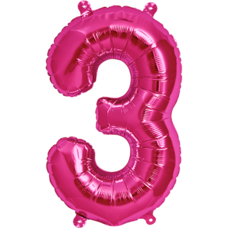 Folienballon Zahl - 3 - Pink 40 cm