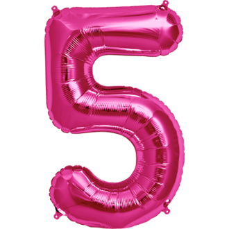 Folienballon Zahl - 5 - Pink 40 cm