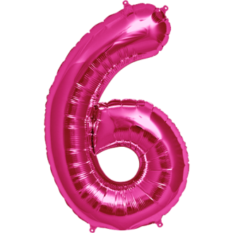 Folienballon Zahl - 6 - Pink 40 cm