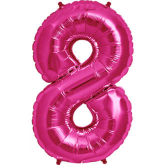 Folienballon Zahl - 8 - Pink 40 cm