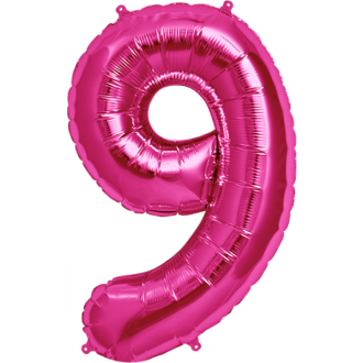 Folienballon Zahl - 9 - Pink 40 cm