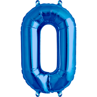 Folienballon Zahl - 0 - Blau 40 cm