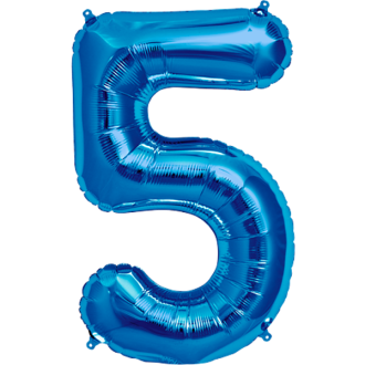 Folienballon Zahl - 5 - Blau 40 cm