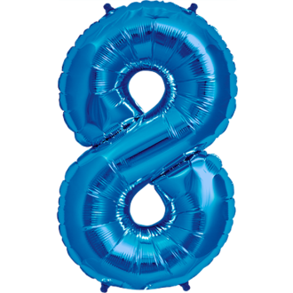 Folienballon Zahl - 8 - Blau 40 cm