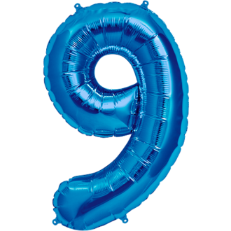 Folienballon Zahl - 9 - Blau 40 cm