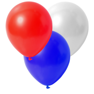 Luftballons USA: Blau, Weiß, Rot - Metallic (Glänzend) - Ø 30 cm