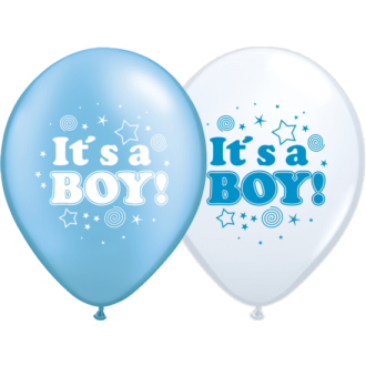 Luftballons Geburt: It`s a Boy (Junge) - Blau, Weiß Ø 30 cm 10 Stück