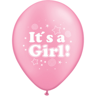 Luftballons Geburt: It`s a Girl (Mädchen) - Rosa Ø 30 cm