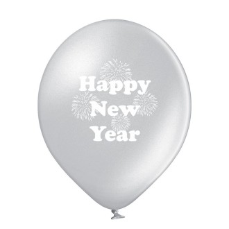 Luftballons Silvester: Happy New Year - Silber - Metallic Ø 30 cm