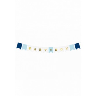 Papiergirlande - Baby Boy - Weiß & Blau