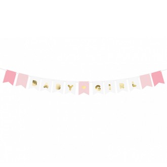 Papiergirlande - Baby Girl - Weiß & Rosa