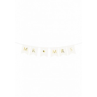 Papiergirlande - Mr & Mrs - Weiß
