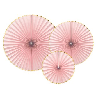 Dekofächer Rosa mit goldenem Rand - 3 Stück