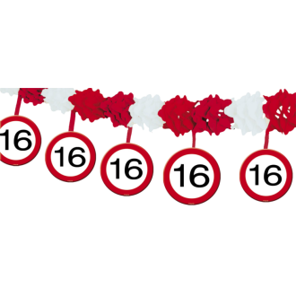 Papier-Girlande 16 - Verkehrsschild - 4 m