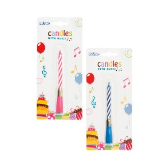 Musikkerze für Geburtstage Blau oder Rosa