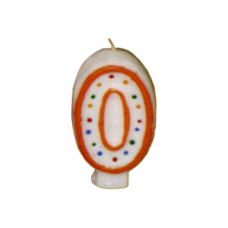 Zahlenkerze 0 - Bunt gemischt / Weiß