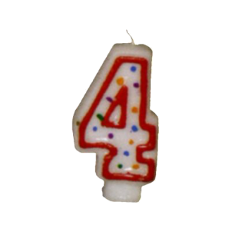 Zahlenkerze 4 - Bunt gemischt / Weiß