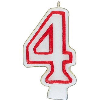 Zahlenkerze 4 - Rot / Weiß