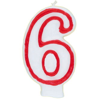Zahlenkerze 6 - Rot / Weiß
