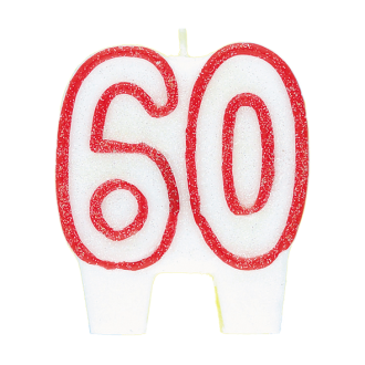 Zahlenkerze 60 - Rot / Weiß