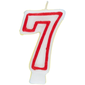 Zahlenkerze 7 - Rot / Weiß