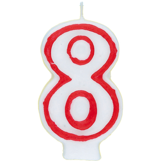 Zahlenkerze 8 - Rot / Weiß