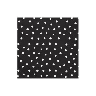 Servietten Schwarz (Weiß Gepunktet) - 20 Stück