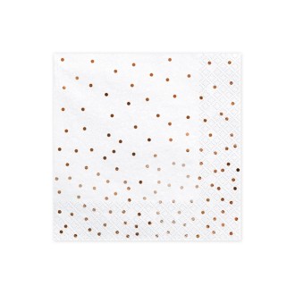 Servietten Weiß (Rose Gold Gepunktet) - 20 Stück