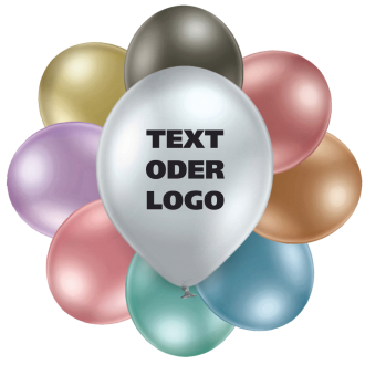 Naturlatex Luftballons - Chrome (Glossy) Farben - Optional mit Druck 1-farbig