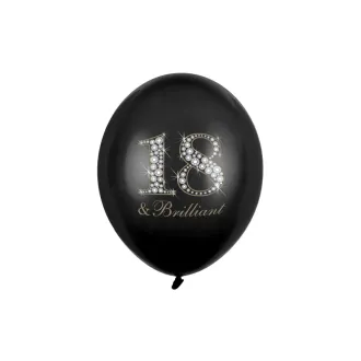 6 Motivballons - Ø 30cm - 18 & Brilliant Pastel Black
