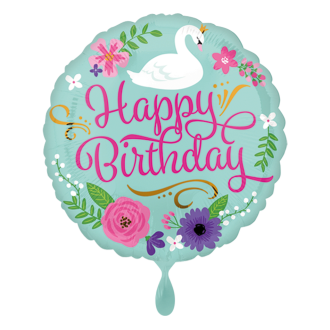 1 Ballon - HBD Floral Swan