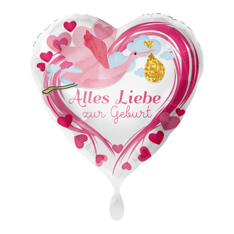 1 Ballon - Alles Liebe zur Geburt Pink