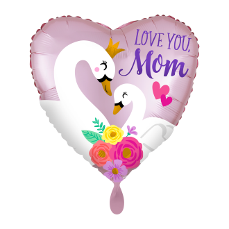 1 Ballon - Satin Infused Love You Mom Swans