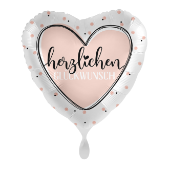 1 Ballon - Glossy Heart Herzlichen Glückwunsch