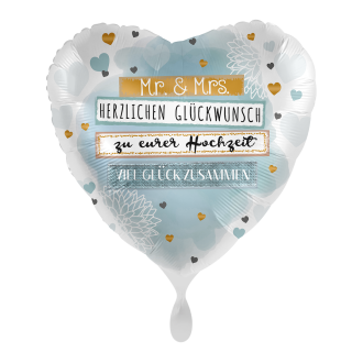 1 Ballon - Mr. & Mrs. Glückwunsch