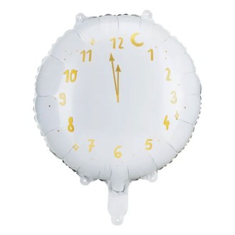 1 Ballon - Clock White Happy New Year