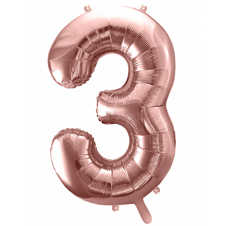 1 Ballon XXL - Zahl 3 - RoseGold